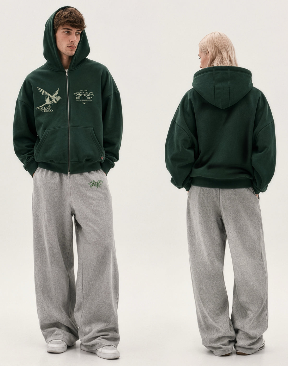 Swallow Period Unisex Fermuarlı Hoodie
