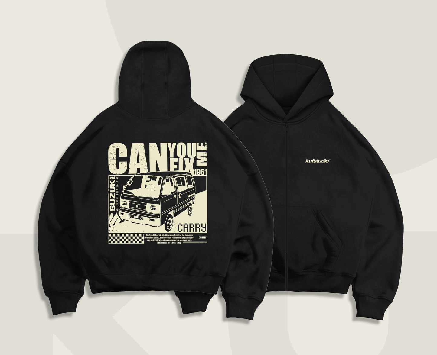 ÜZGÜN ARABA ZIP-UP HOODIE