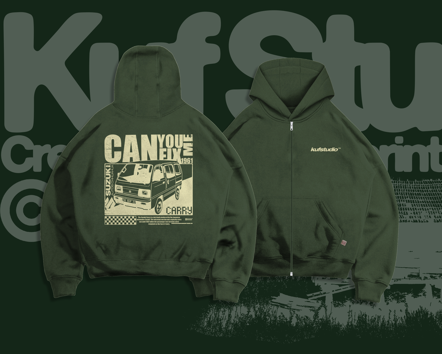 ÜZGÜN ARABA ZIP-UP HOODIE