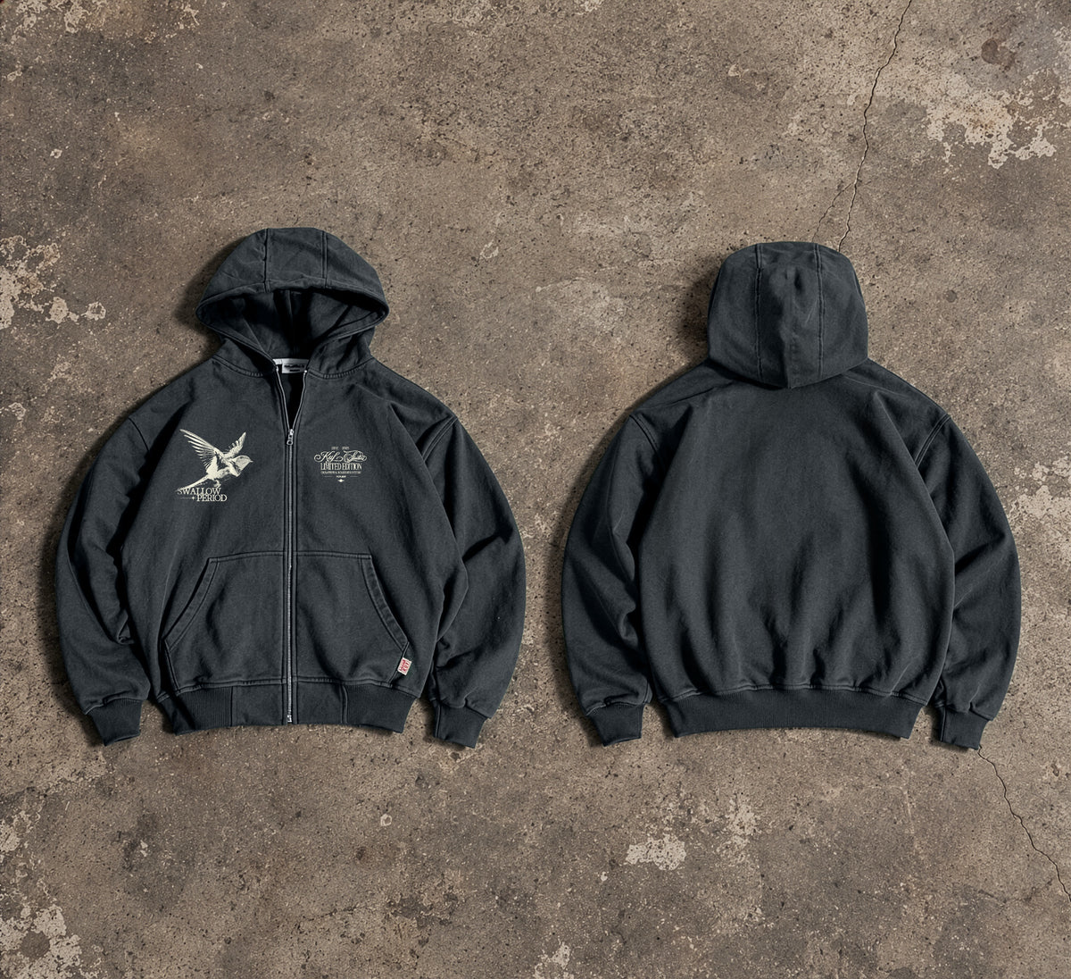 Swallow Period Unisex Fermuarlı Hoodie