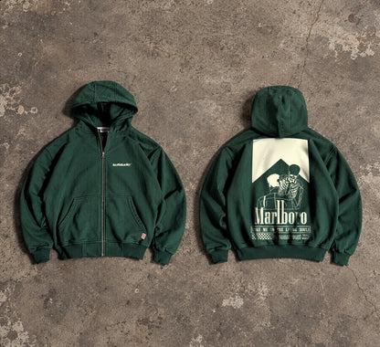 Marlboro Grafikli Unisex Fermuarlı Hoodie