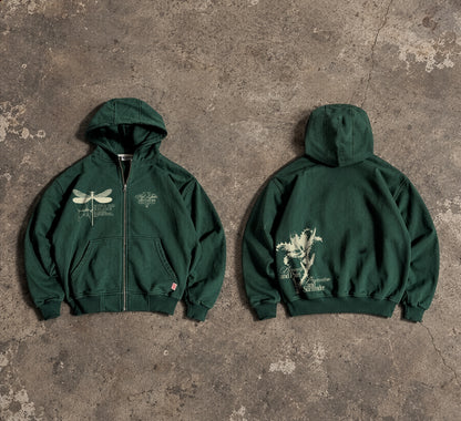 Dragonfly & Thorn Lily Unisex Fermuarlı Hoodie