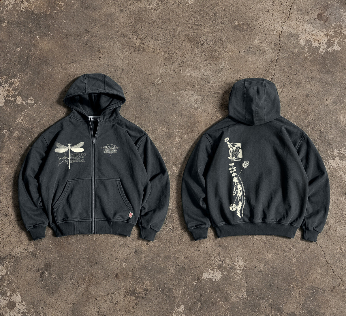 Dragonfly & Back To The Nature Unisex Fermuarlı Hoodie