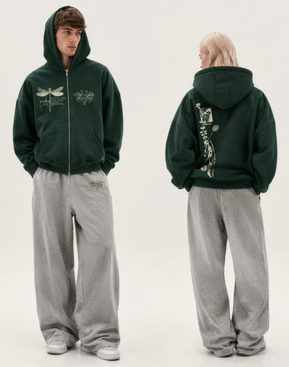 Dragonfly & Back To The Nature Unisex Fermuarlı Hoodie