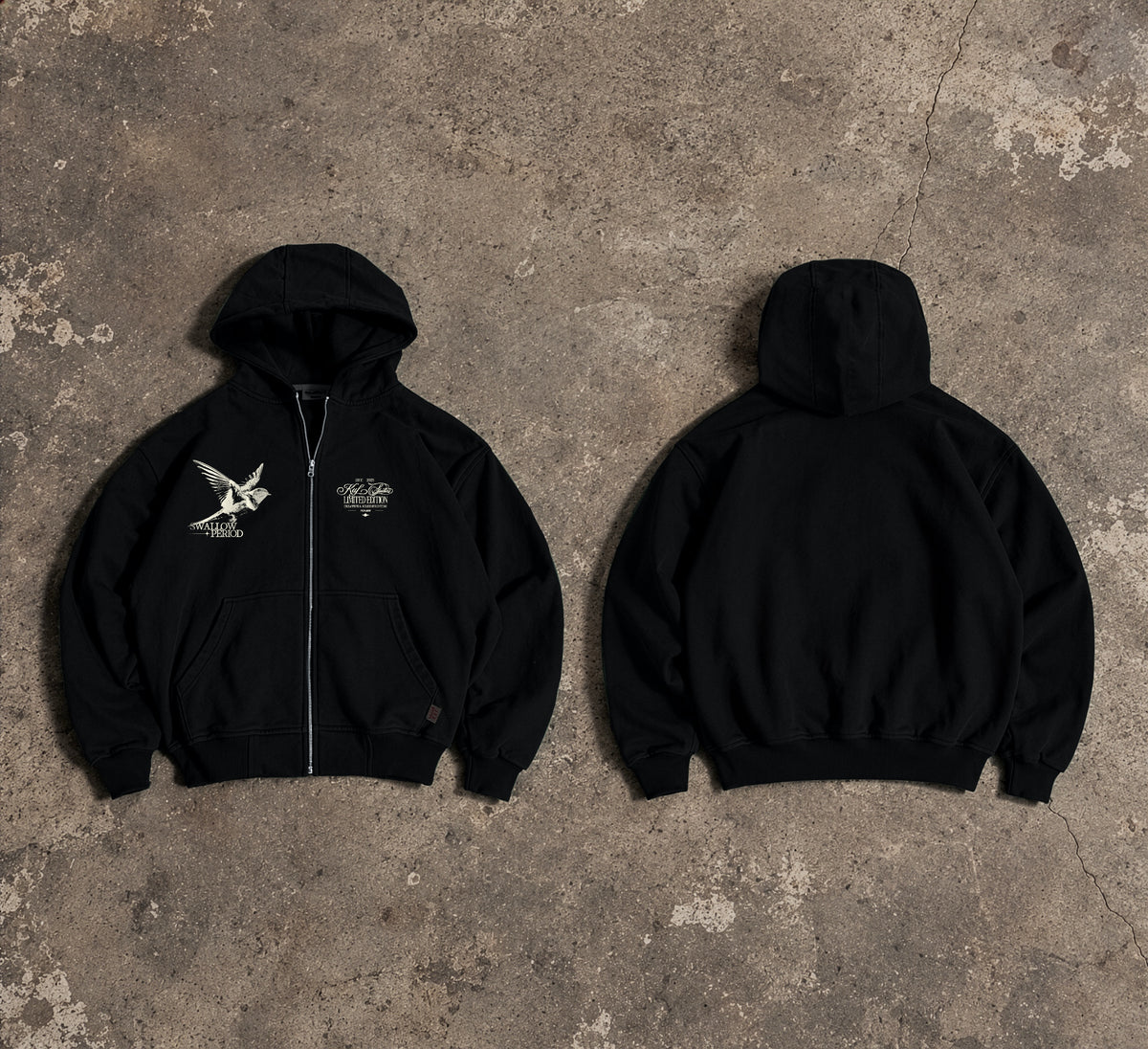 Swallow Period Unisex Fermuarlı Hoodie