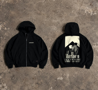 Marlboro Grafikli Unisex Fermuarlı Hoodie