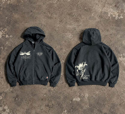 Dragonfly & Thorn Lily Unisex Fermuarlı Hoodie